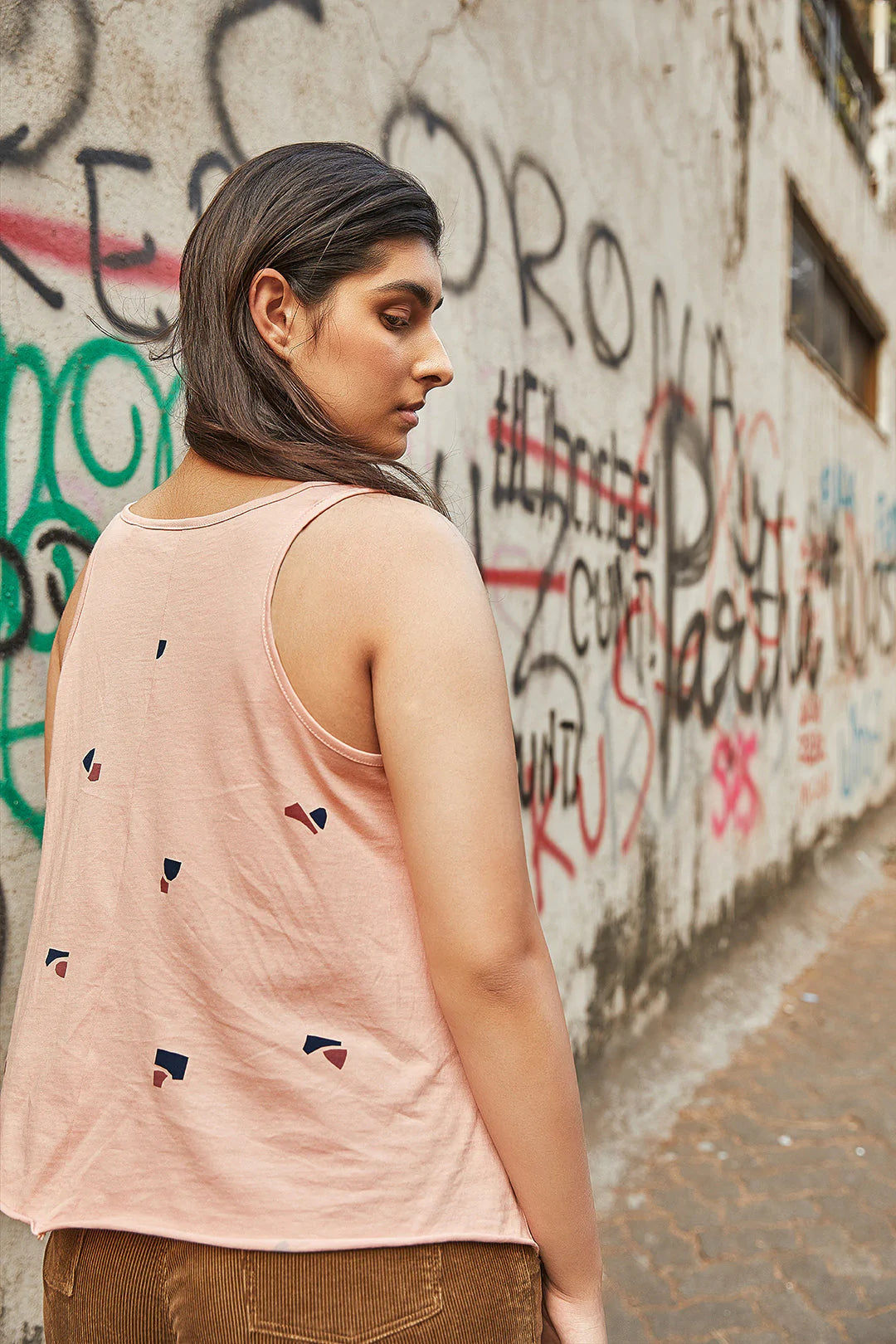 Peach Flared Tank Top