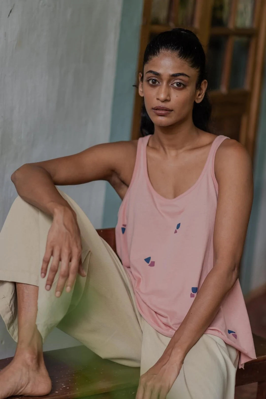 Peach Flared Tank Top