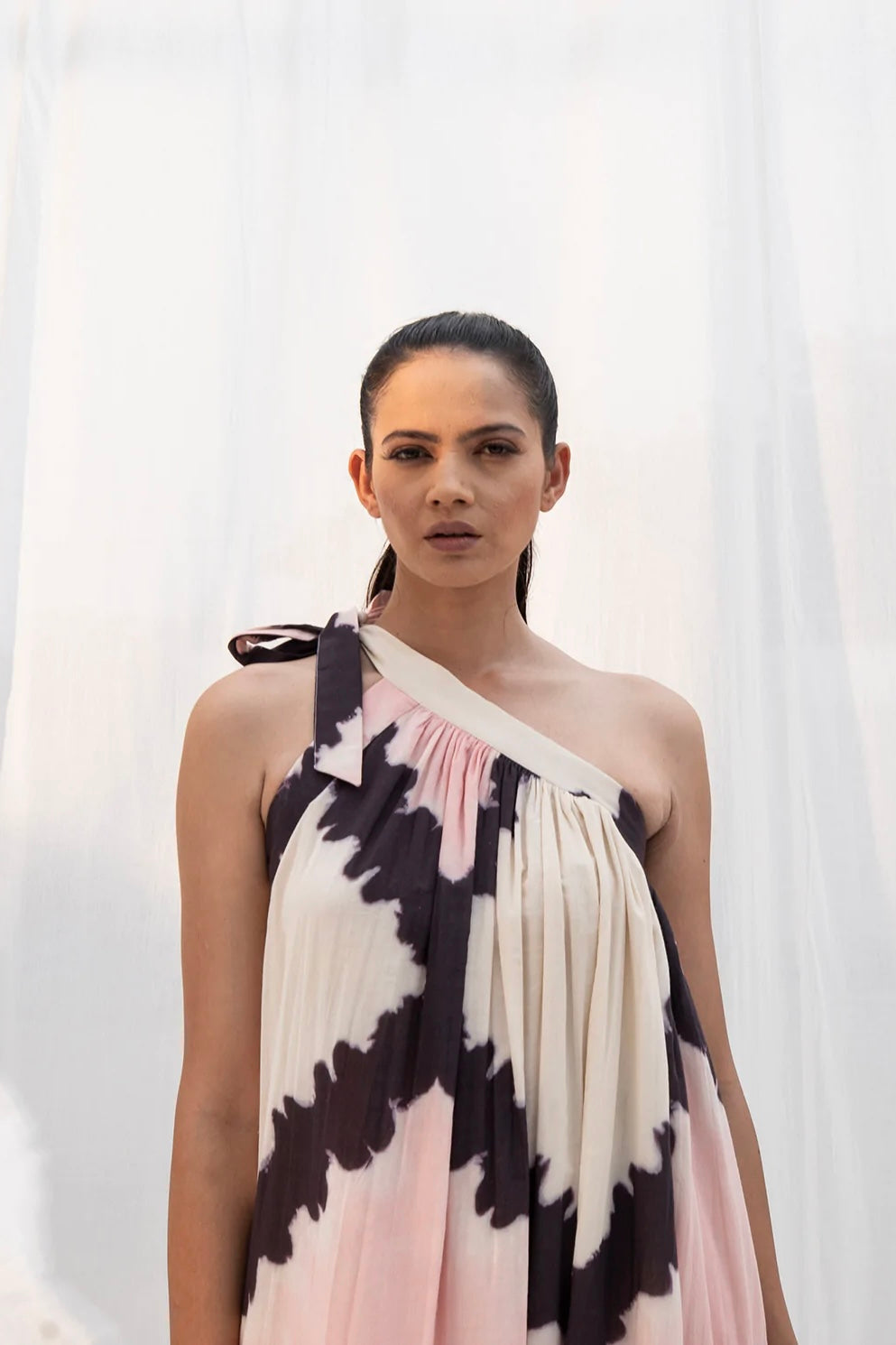Ivy Off-shoulder Tie-up Maxi Dress - Shibori Dyed