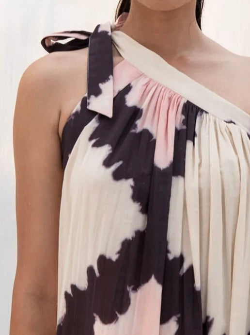 Ivy Off-shoulder Tie-up Maxi Dress - Shibori Dyed