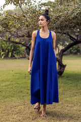 Ocean Tide Sleeveless Midi Dress in Electric Blue