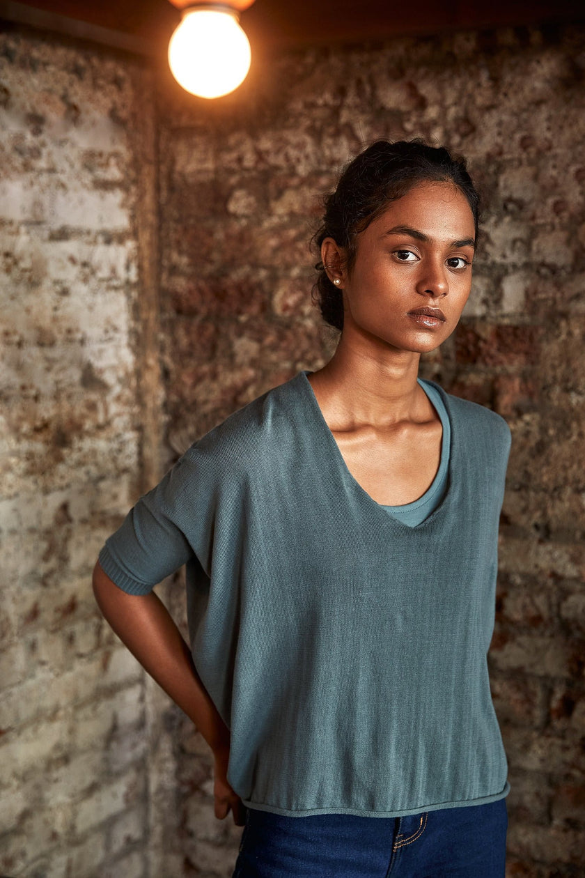 Vintage Blue Wide Top